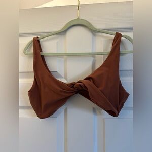 Brown Twist Front Crop Bra
